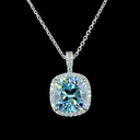 3.46 Cts 14k White Gold Cushion Modified Shape Halo Pendant - Image 3