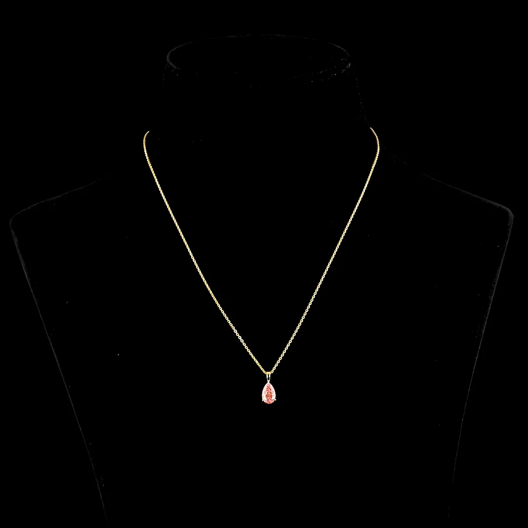 1.12 Cts 14k Yellow Gold Pear Shape Solitaire Pendant - Video