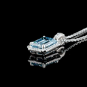 1.73 Cts 14k White Gold Emerald Shape Halo Pendant - Image 4