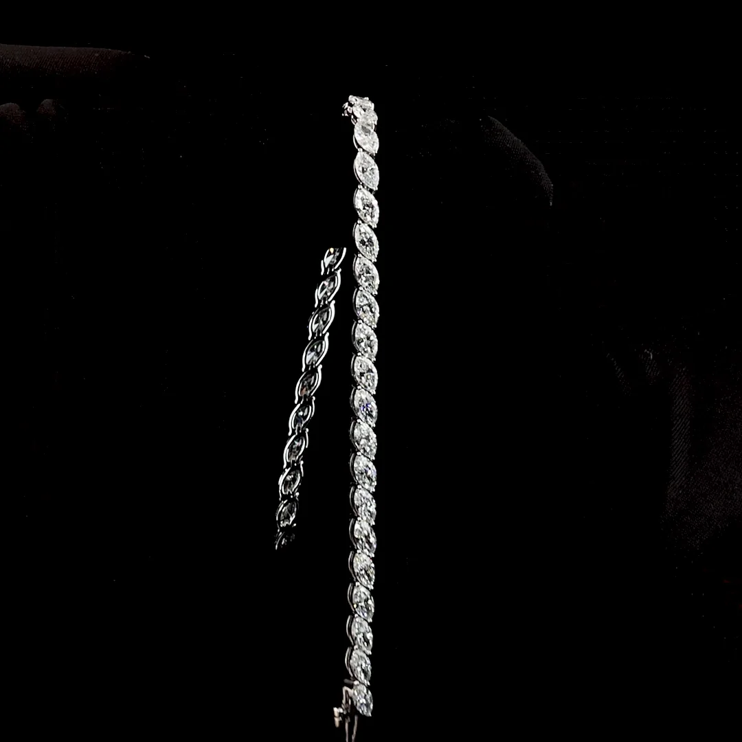 7.56 Cts 14k White Gold Marquise Shape Tennis Bracelet - Image 3