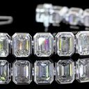 18.3 Cts 14k White Gold Emerald Shape Tennis Bracelet - Image 2