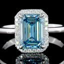 1.94 Cts 14k White Gold Emerald Shape Halo Ring - Image 3