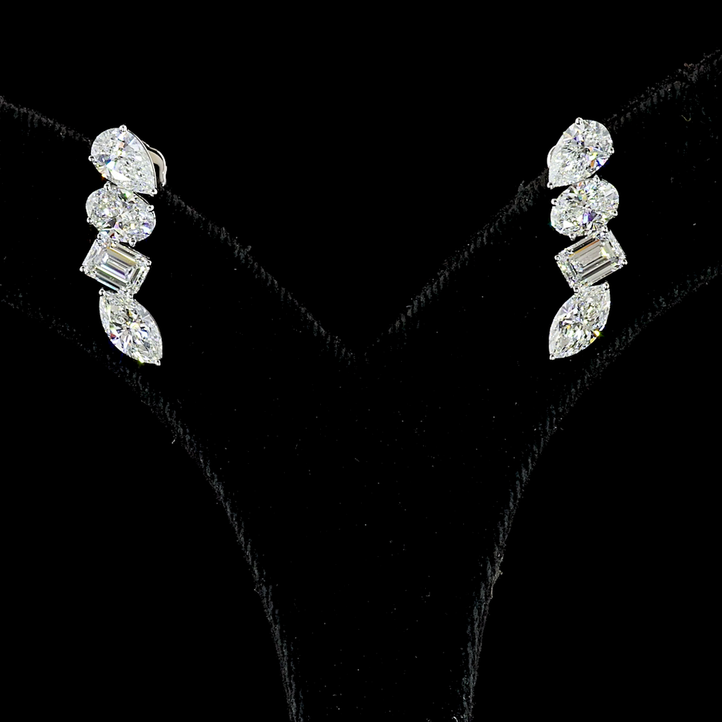 4.1 Cts 14k White Gold Mix Shape Crawler Earring - Image 2