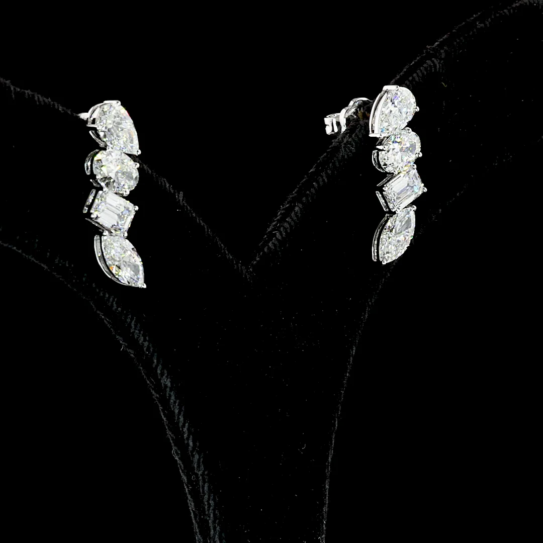 4.1 Cts 14k White Gold Mix Shape Crawler Earring - Video
