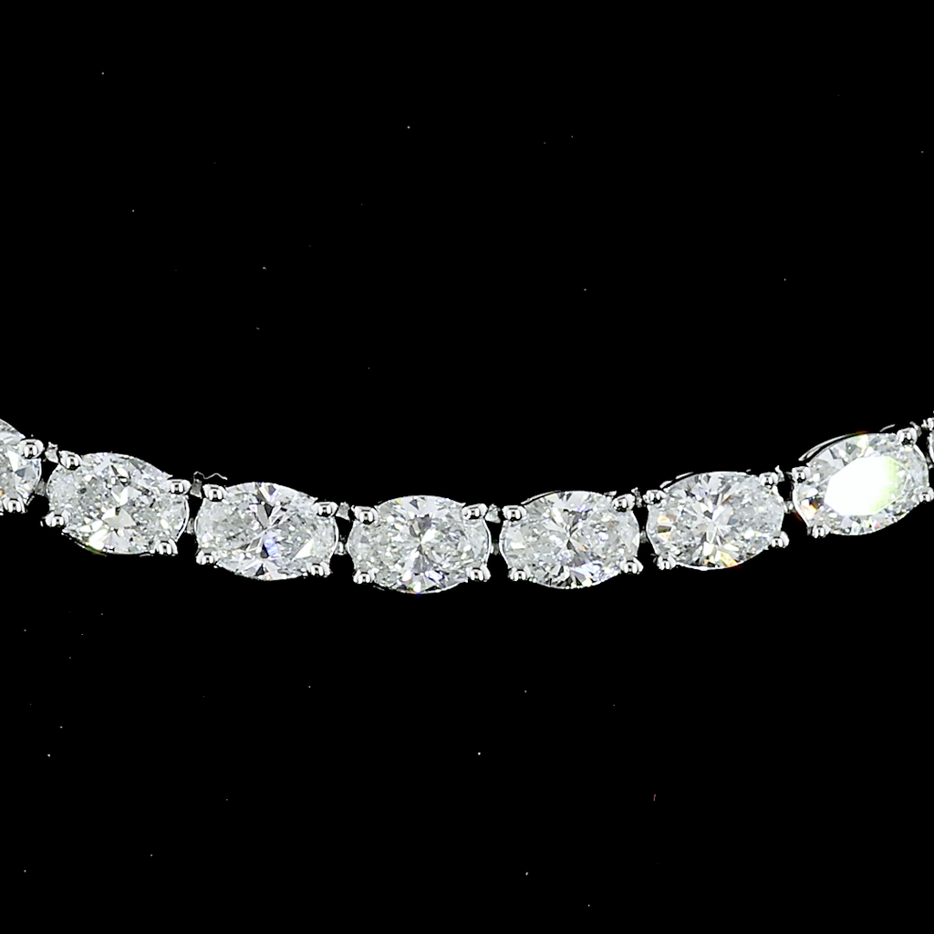 7.18 Cts 14k White Gold Oval Shape Tennis Necklace - Image 2