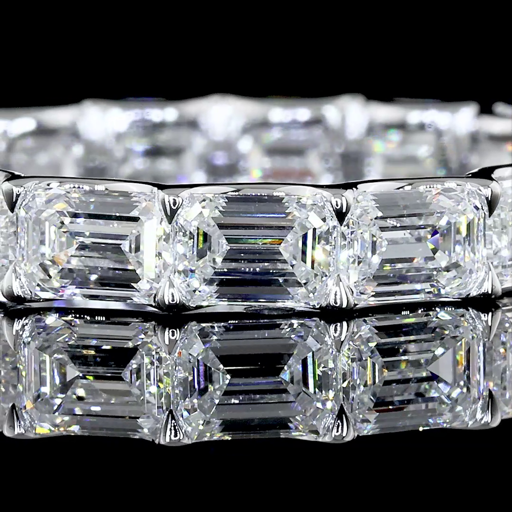 3.01 Cts 14k White Gold Emerald Shape Eternity Band Eternity Band - Image 2