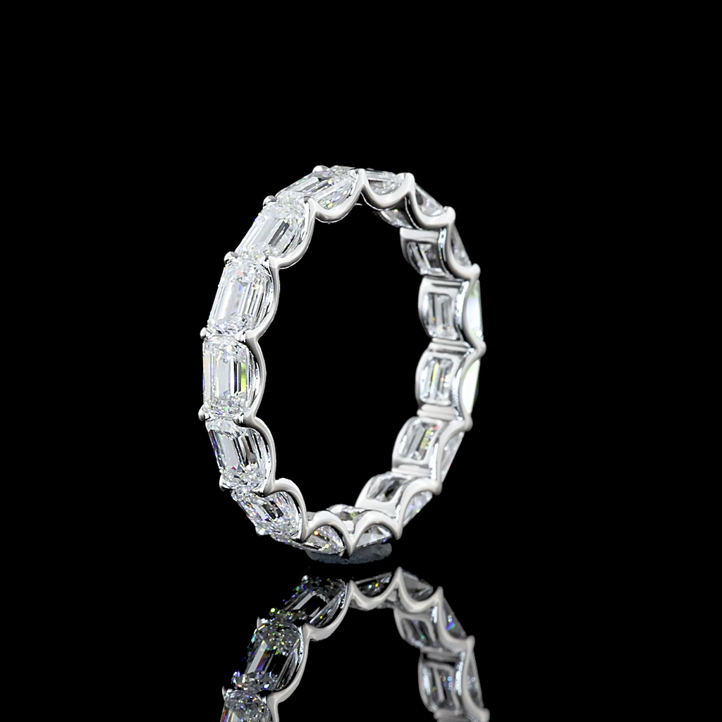 3.01 Cts 14k White Gold Emerald Shape Eternity Band Eternity Band - Image 4