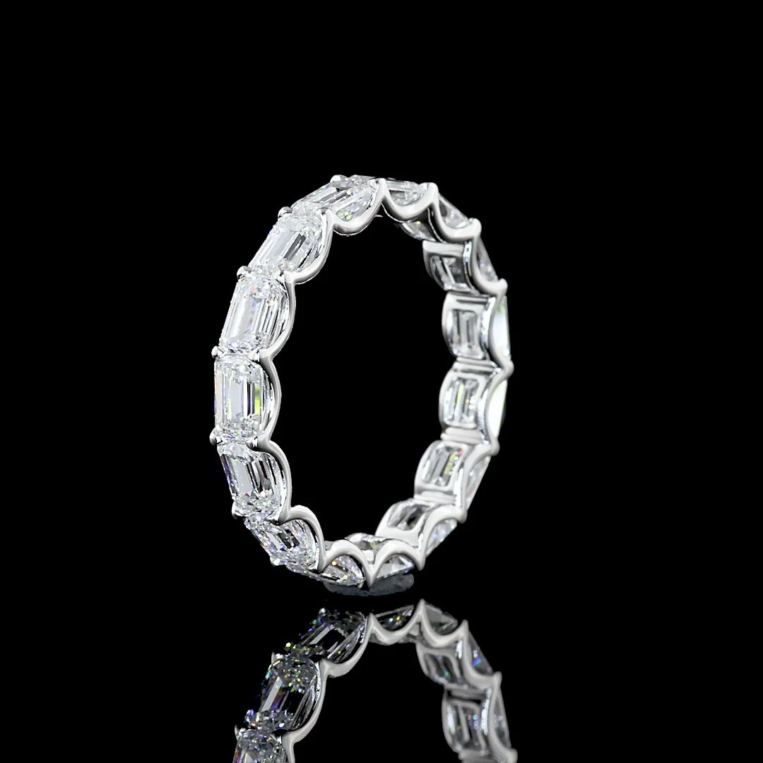 3.01 Cts 14k White Gold Emerald Shape Eternity Band Eternity Band - Image 4