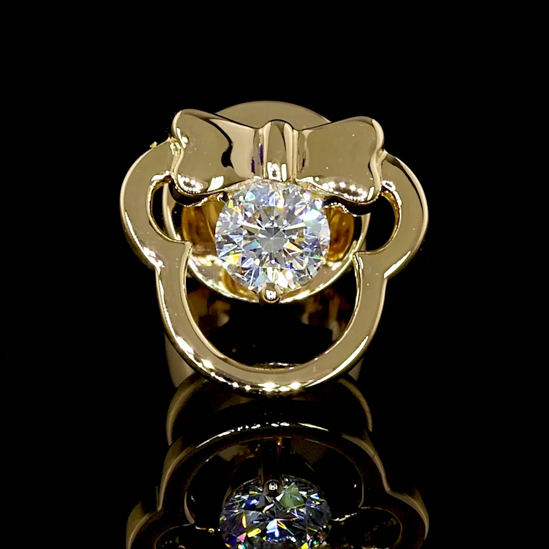 0.11 Cts 18k Yellow Gold Round Shape Studs Earring - Image 3