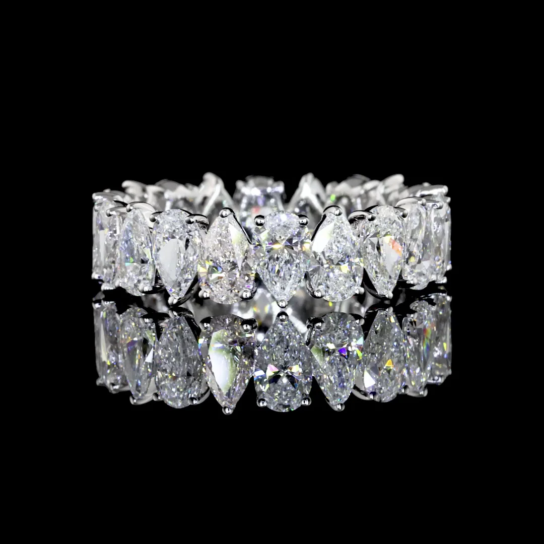 3.77 Cts 14k White Gold Pear Shape Eternity Band Eternity Band - Video