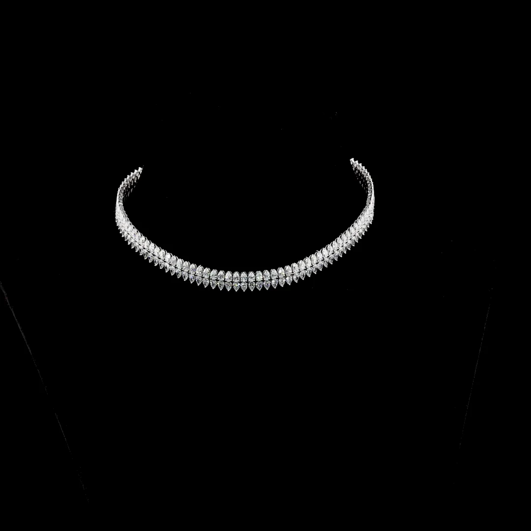 30.98 Cts 14k White Gold Pear Shape Tennis Necklace - Video