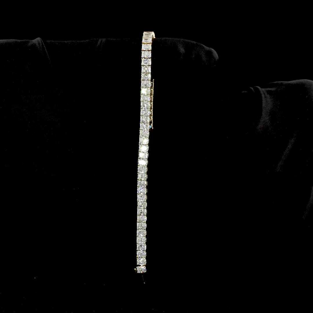 10.26 Cts 14k Yellow Gold Radiant Shape Tennis Bracelet - Image 4