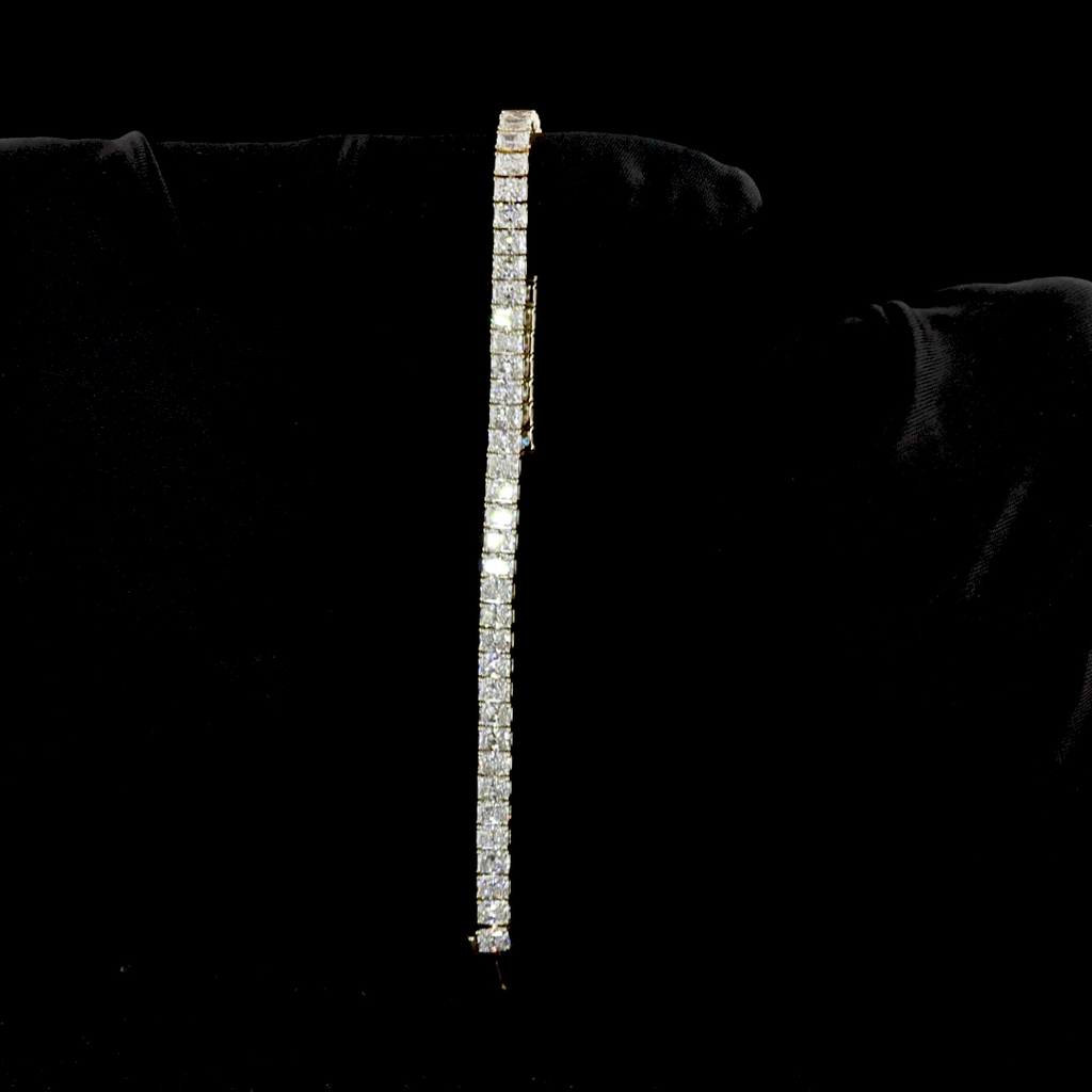 10.26 Cts 14k Yellow Gold Radiant Shape Tennis Bracelet - Image 4