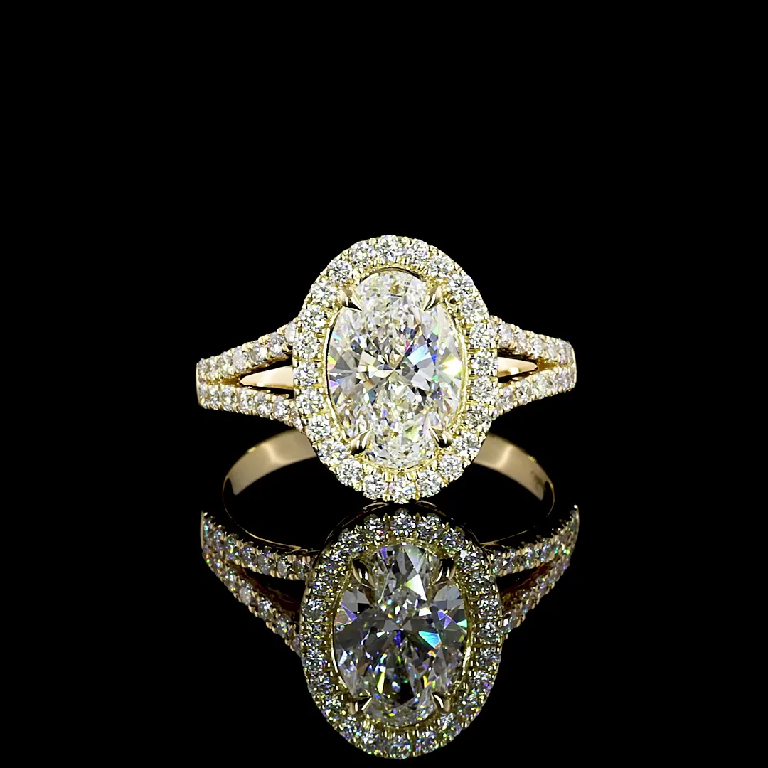2.02 Cts 14k Yellow Gold Oval Shape Split Shank Ring - Video