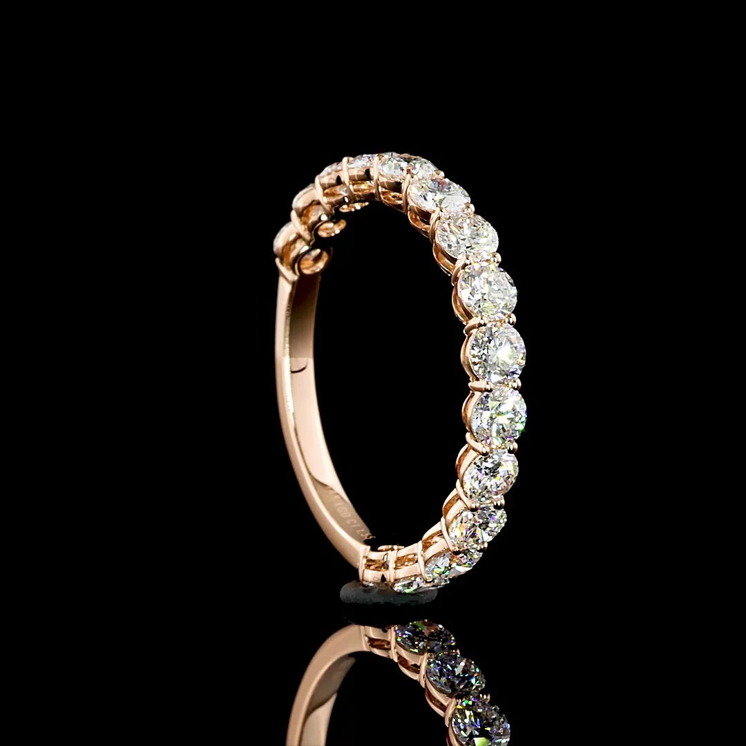 1.55 Cts 14k Rose Gold Round Shape 3/4 Band Eternity Band - Image 3