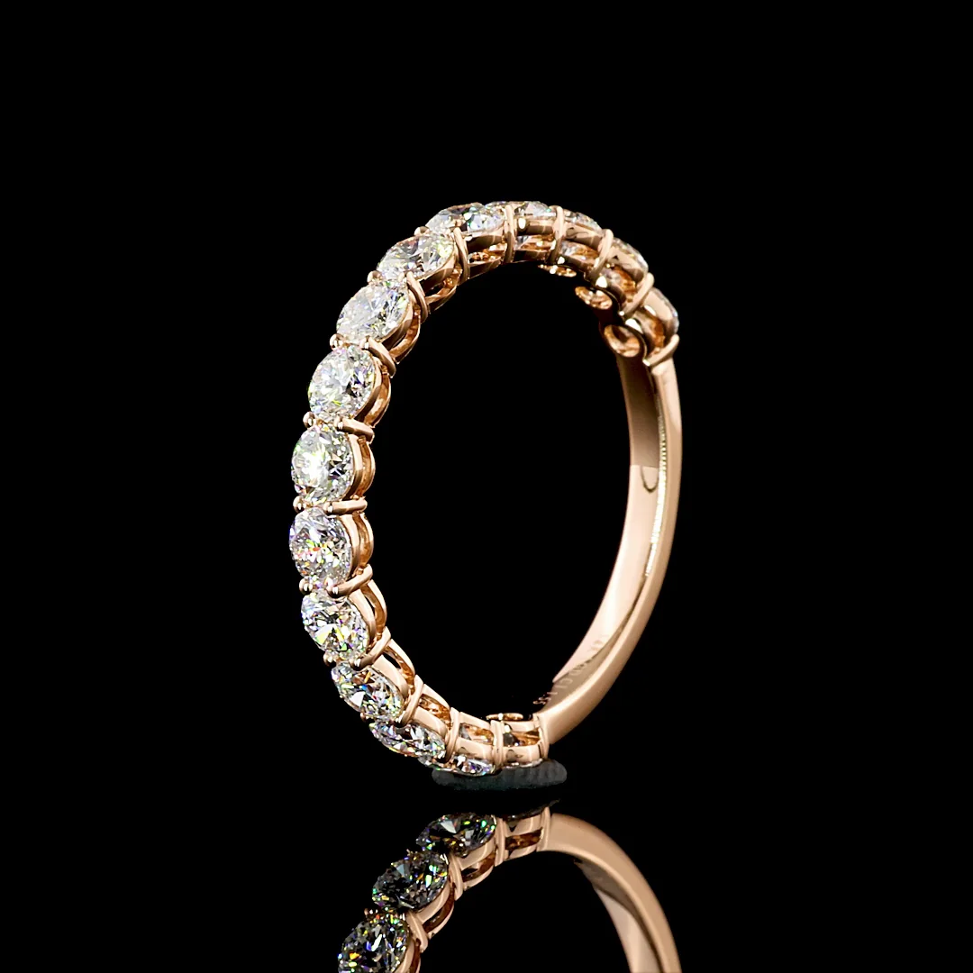 1.55 Cts 14k Rose Gold Round Shape 3/4 Band Eternity Band - Image 4