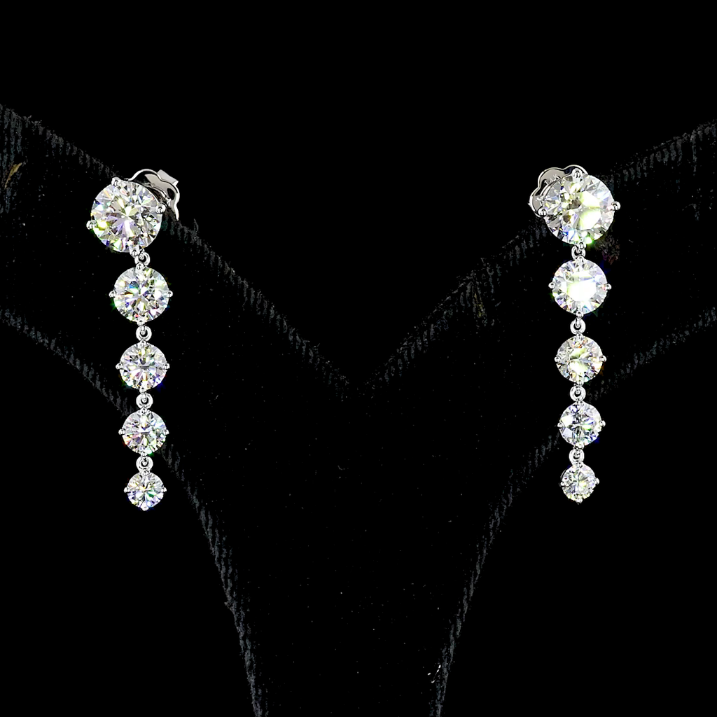 4.56 Cts 14k White Gold Round Shape Hanging Earring - Image 2