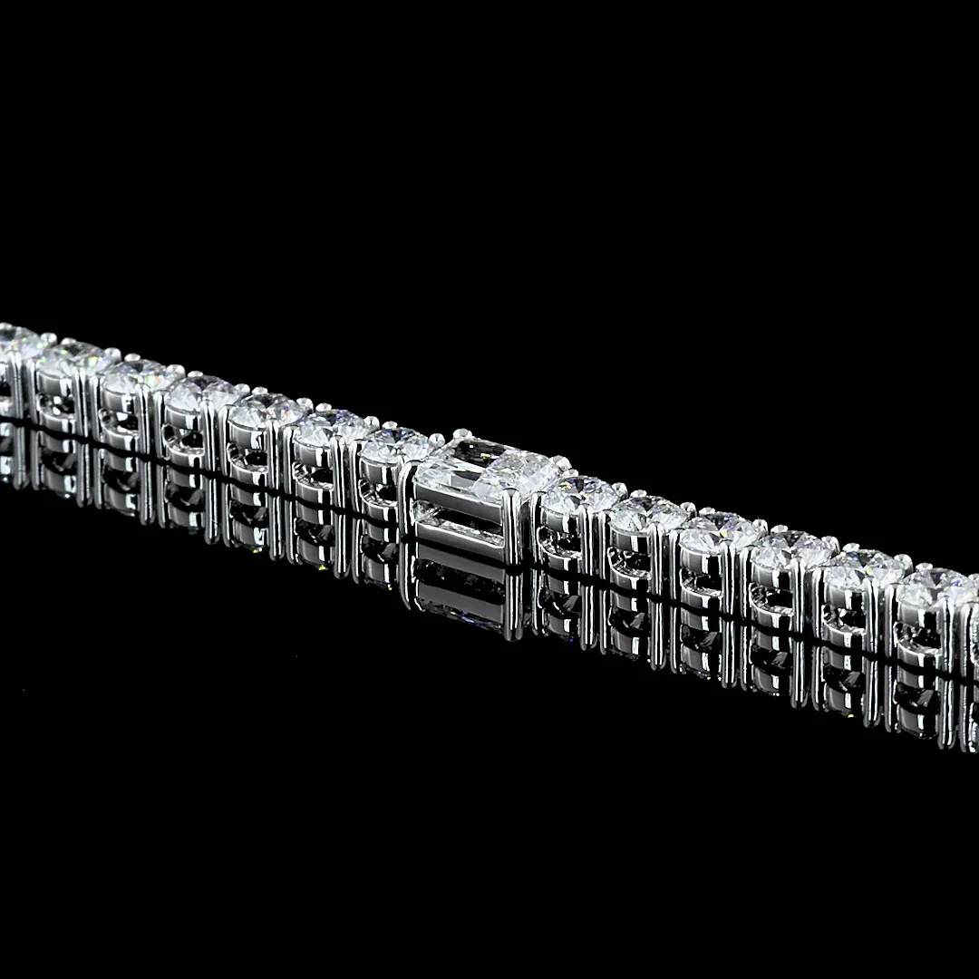 5.65 Cts 14k White Gold Radiant Shape Station Line Tennis Bracelet - Image 3