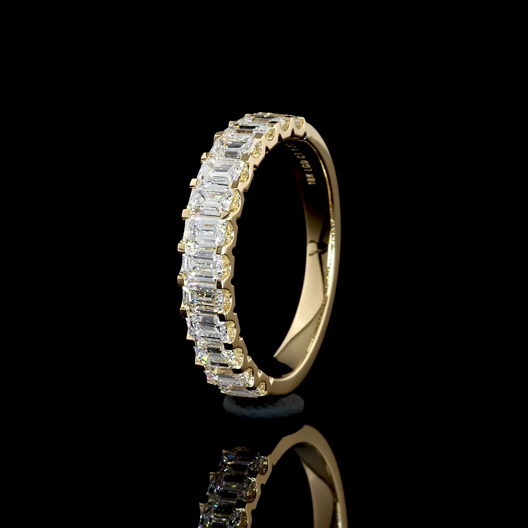 1.22 Cts 18k Yellow Gold Emerald Shape 3/4 Band Eternity Band - Image 4
