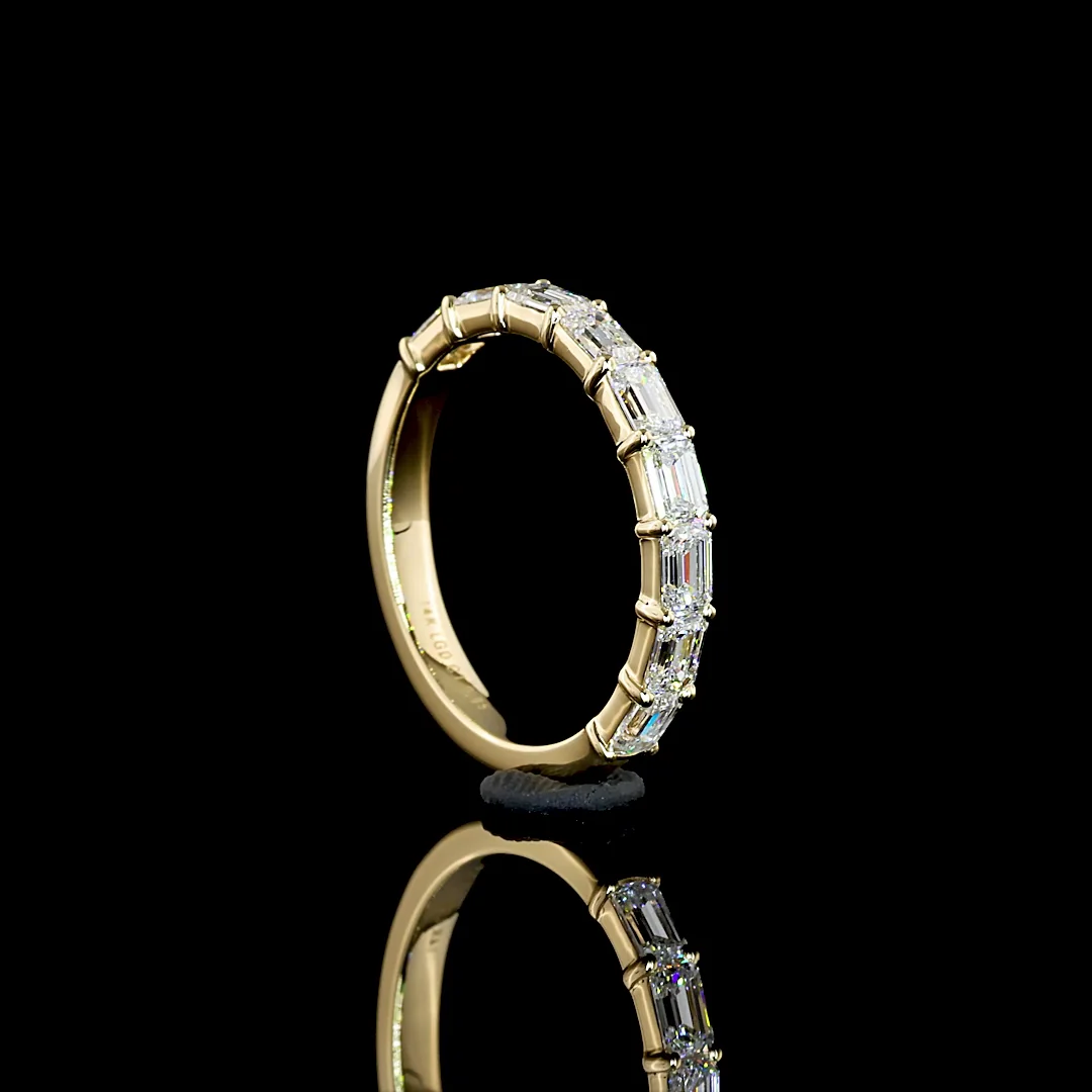 0.86 Cts 14k Yellow Gold Emerald Shape Half Eternity Eternity Band - Image 4