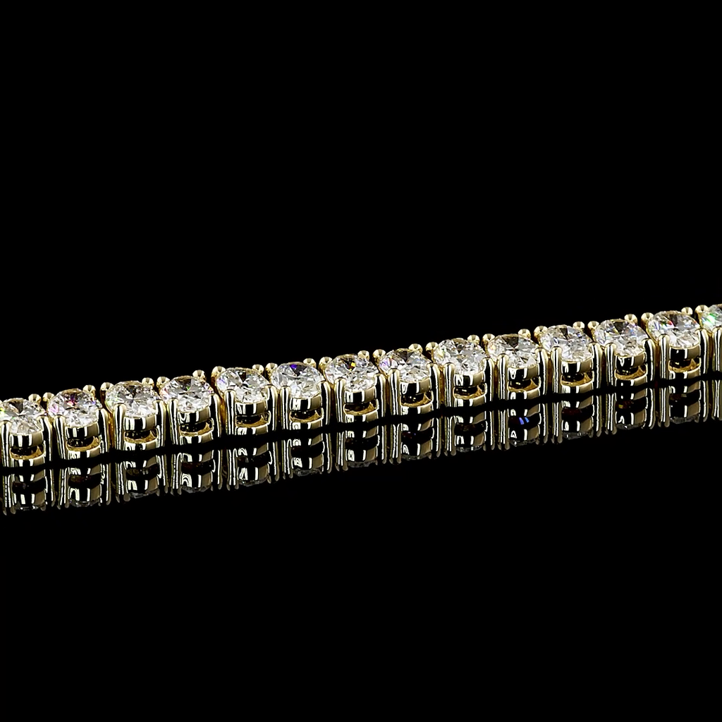 8.12 Cts 14k Yellow Gold Oval Shape Tennis Bracelet - Image 3