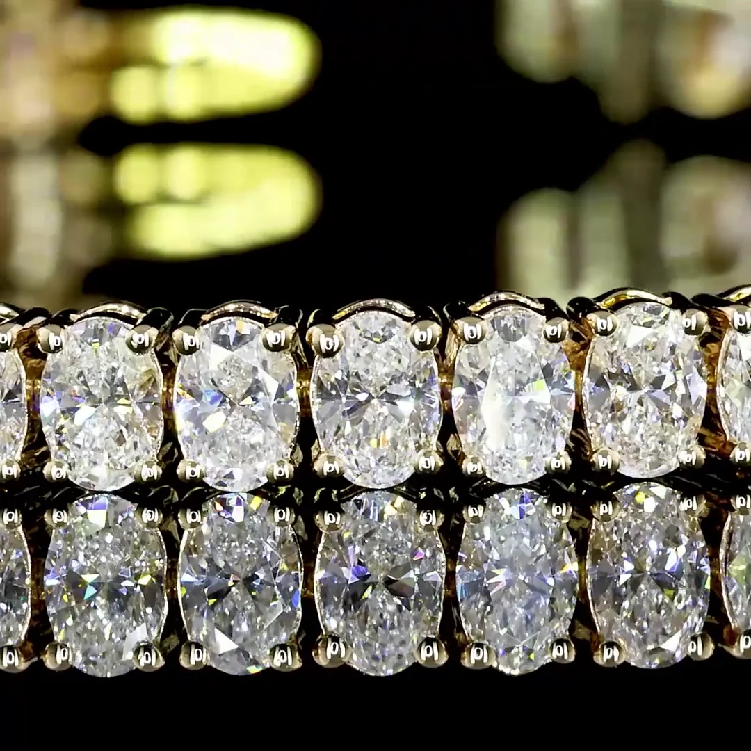 4.96 Cts 14k Yellow Gold Oval Shape Tennis Bracelet - Image 2