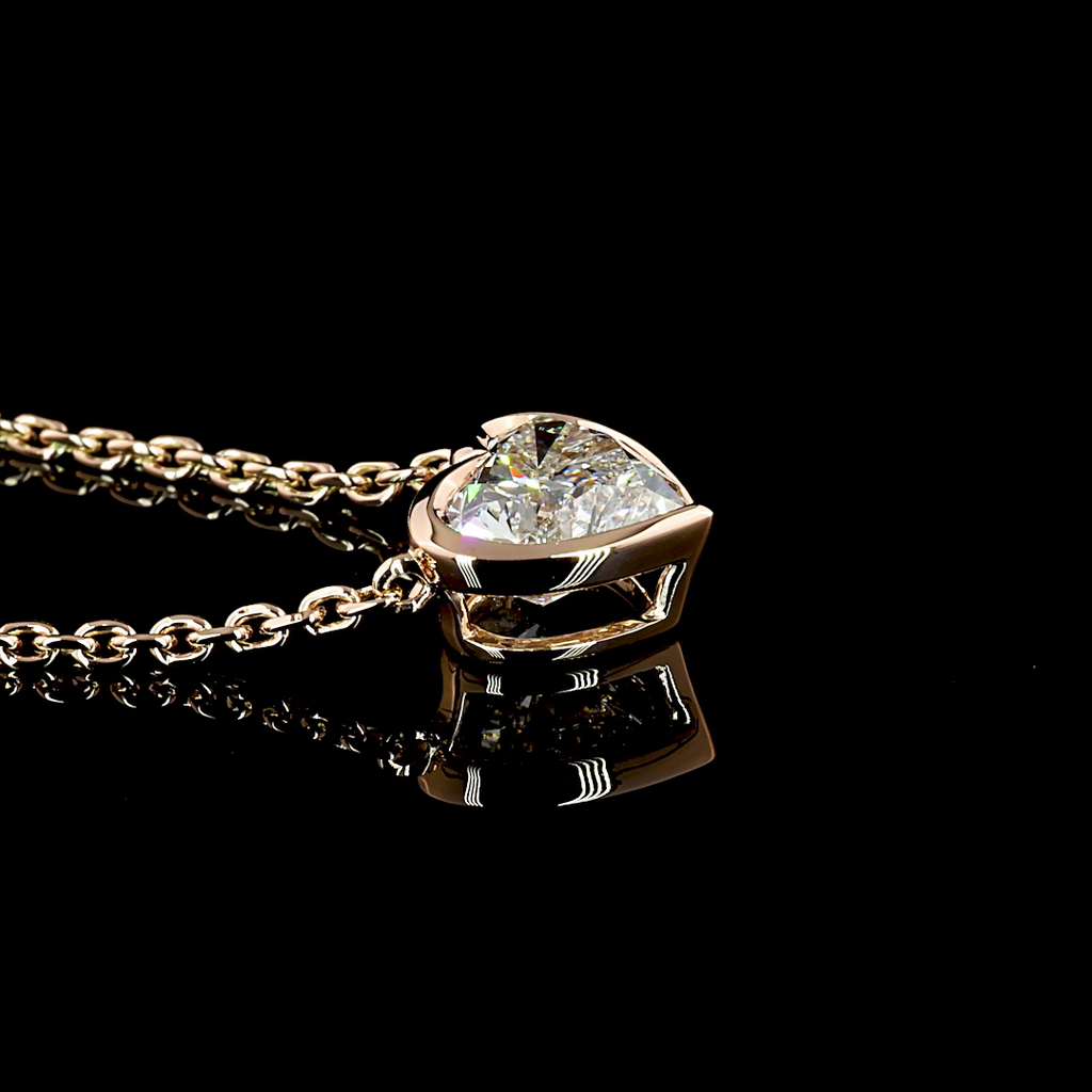 1.57 Cts 14k Rose Gold Heart Shape Solitaire Pendant - Image 3