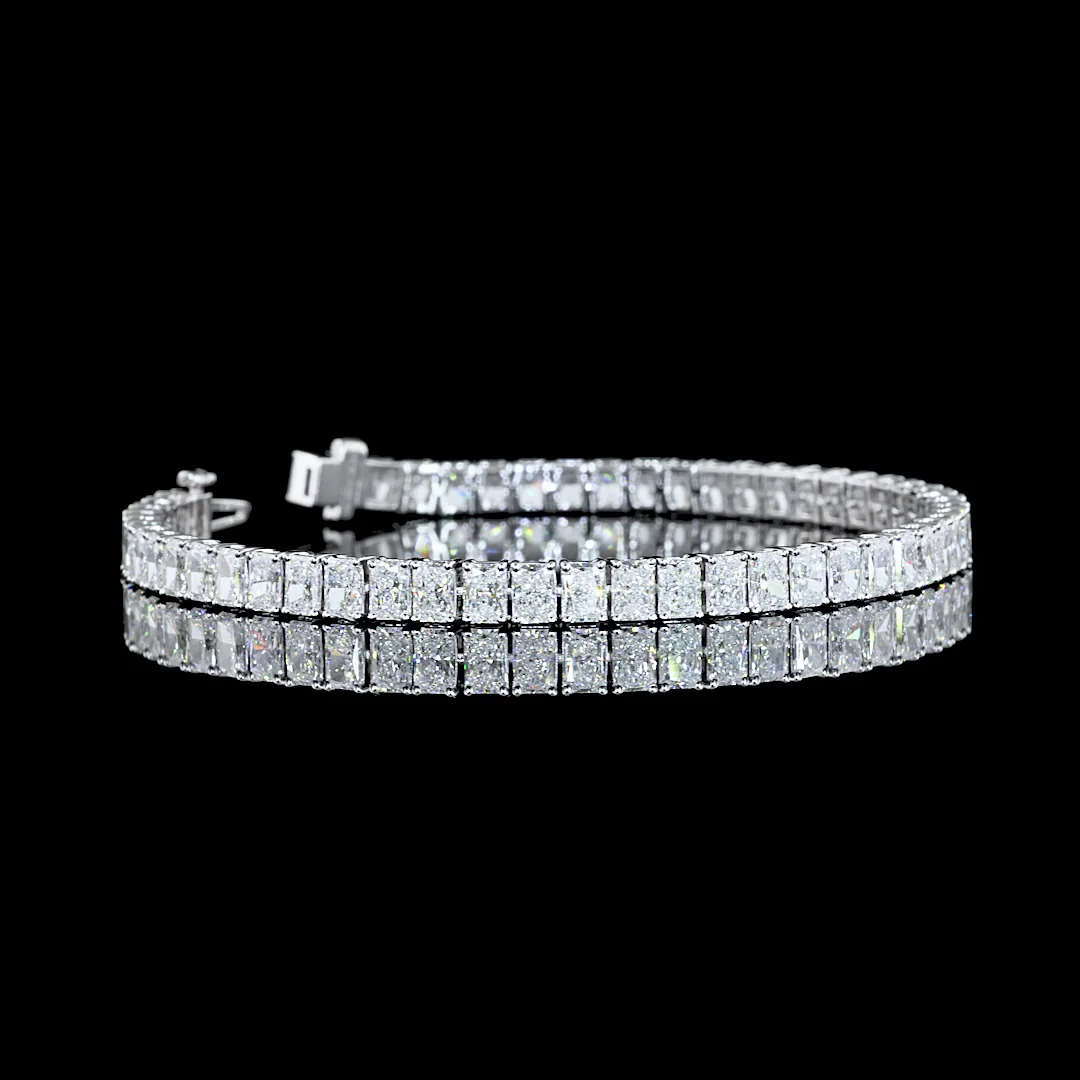 10.21 Cts 14k White Gold Radiant Shape Tennis Bracelet - Video