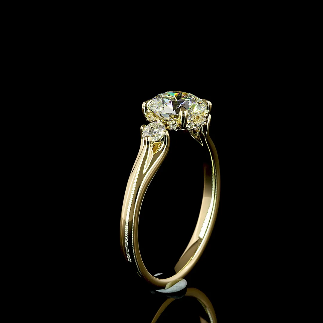 1.6 Cts 14k Yellow Gold Round Shape Hidden Halo Ring - Image 4