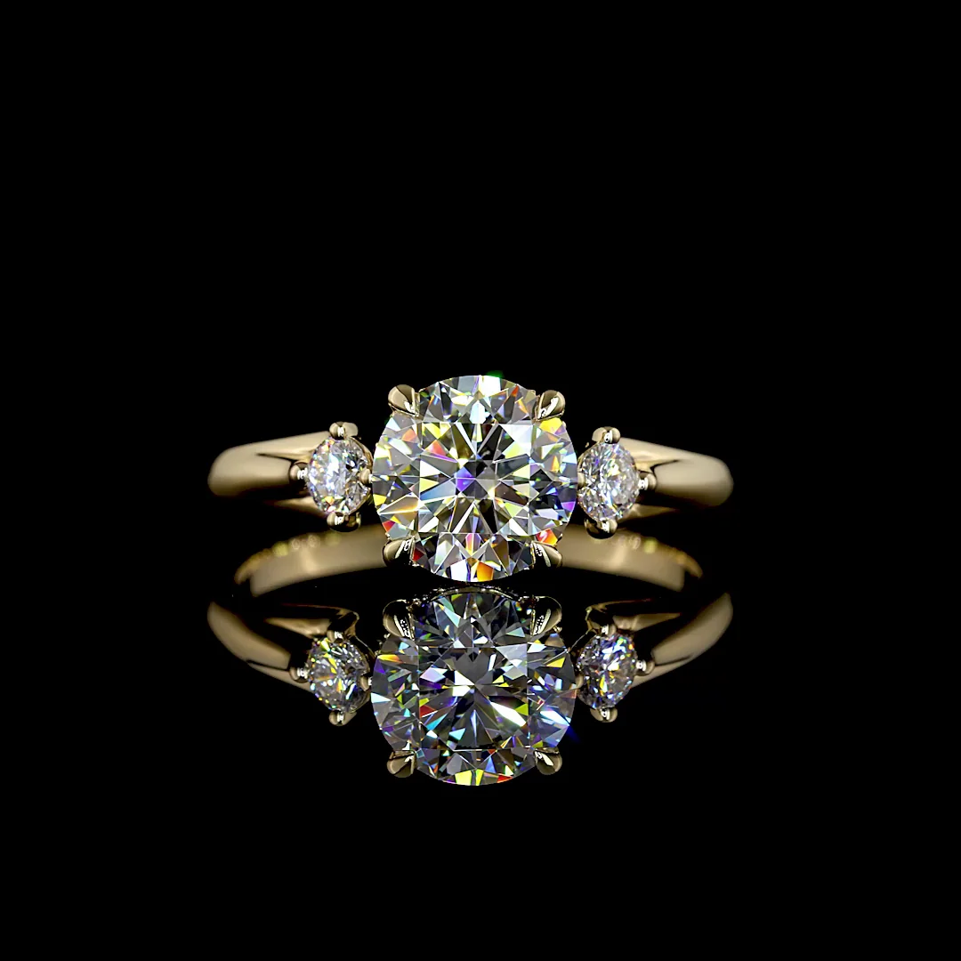 1.6 Cts 14k Yellow Gold Round Shape Hidden Halo Ring - Video