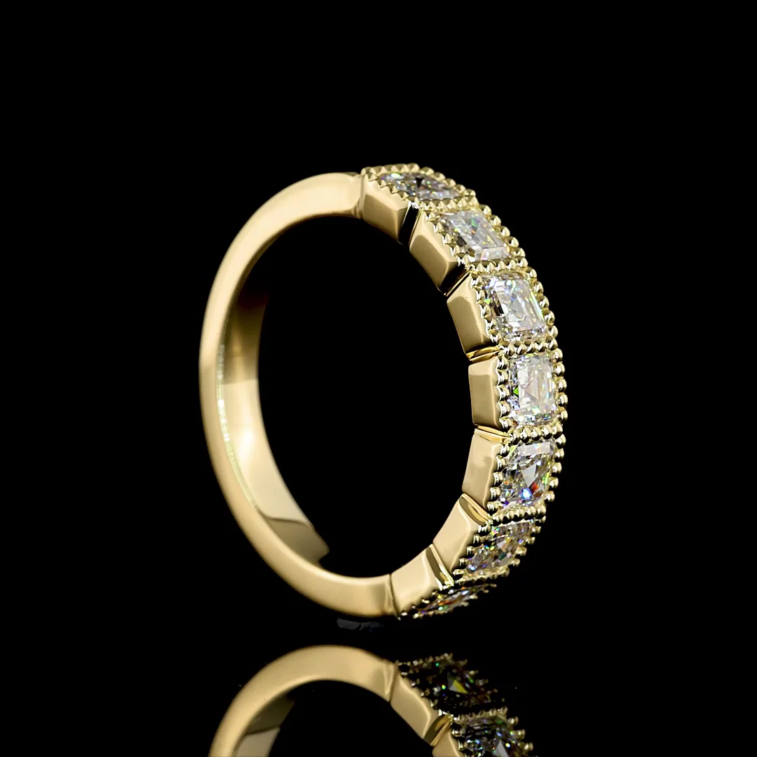 1.45 Cts 14k Yellow Gold Asscher Shape 7 Stones Eternity Band - Image 2