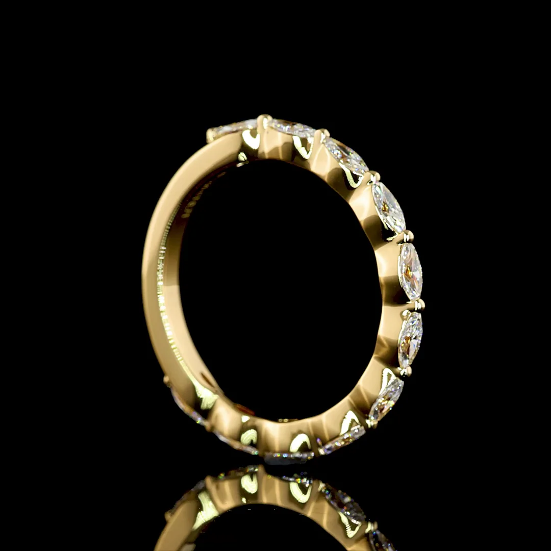 0.71 Cts 18k Yellow Gold Marquise Shape 3/4 Band Eternity Band - Image 2