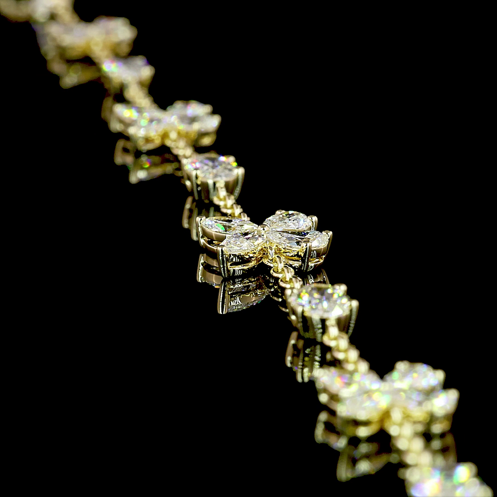 5.14 Cts 14k Yellow Gold Mix Shape Station Necklace - Image 2