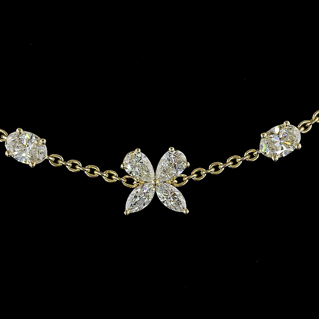 5.14 Cts 14k Yellow Gold Mix Shape Station Necklace - Image 3