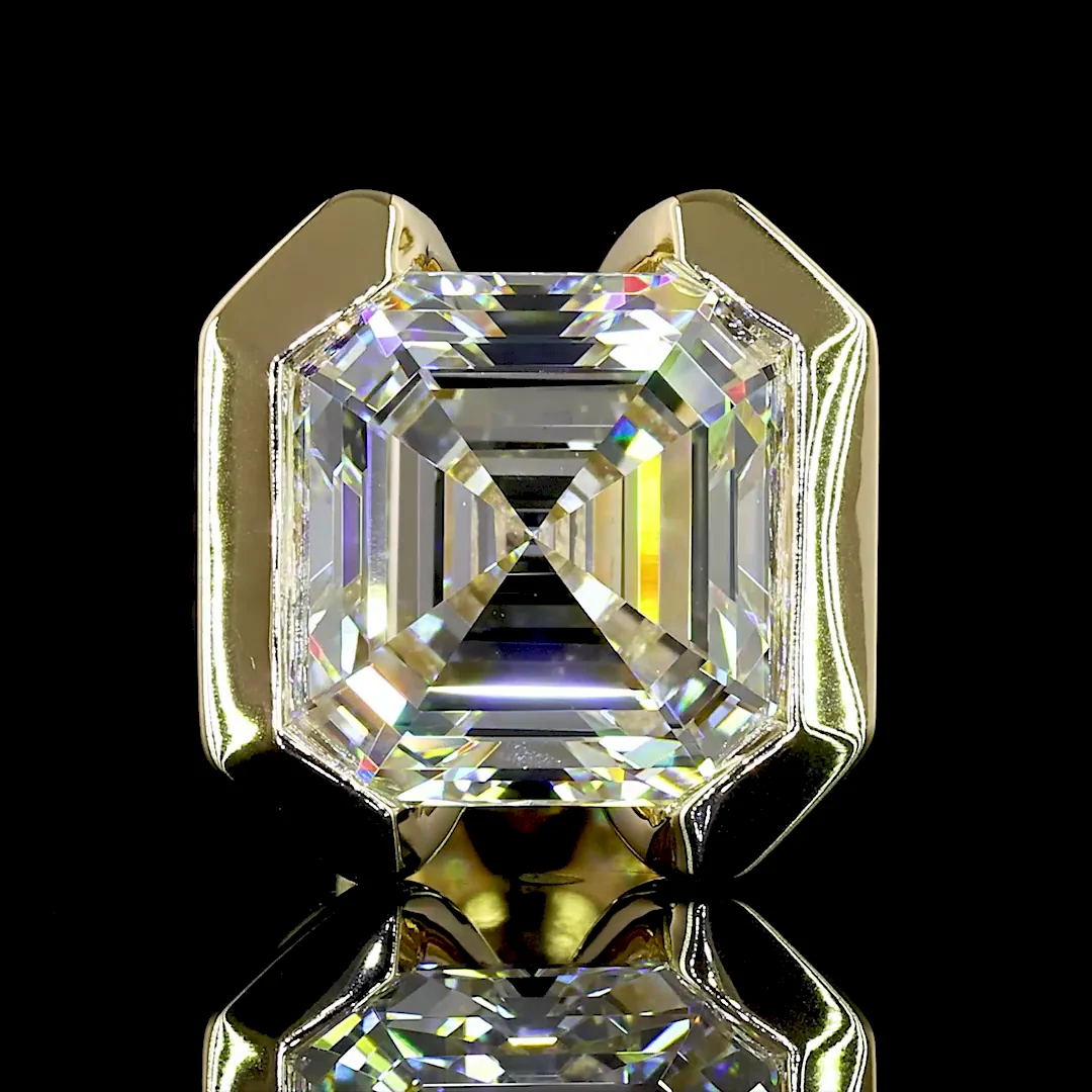 4.03 Cts 14k Yellow Gold Asscher Shape Studs Earring - Image 3