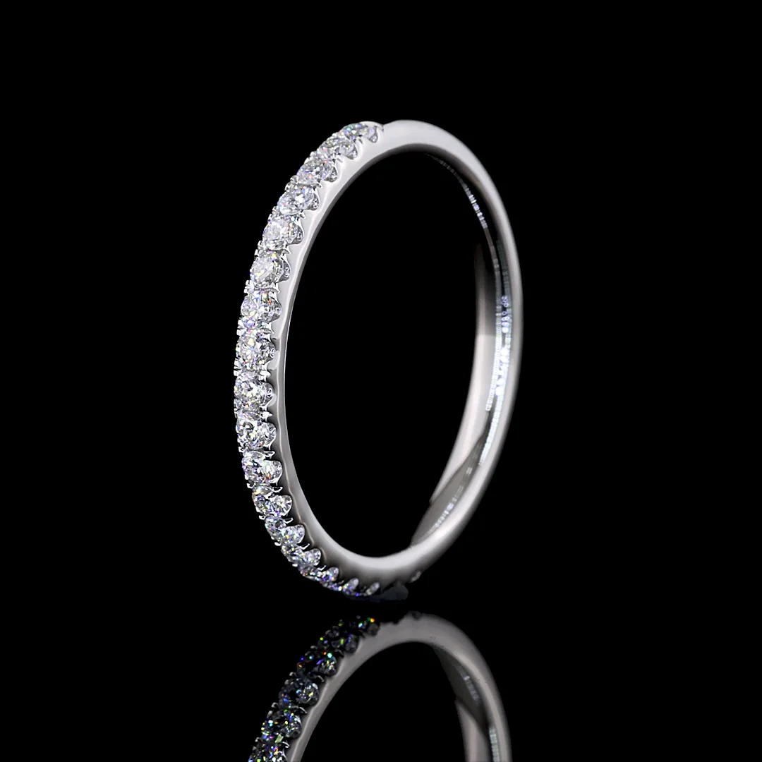 0.34 Cts 14k White Gold Round Shape Half Eternity Eternity Band - Image 4