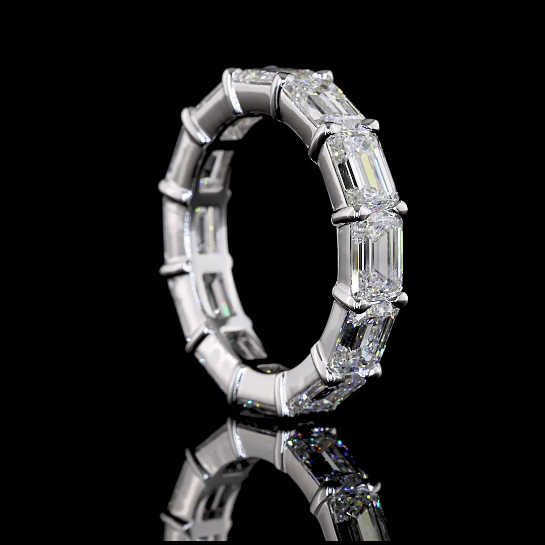 6.36 Cts 14k White Gold Emerald Shape Eternity Band Eternity Band - Image 2