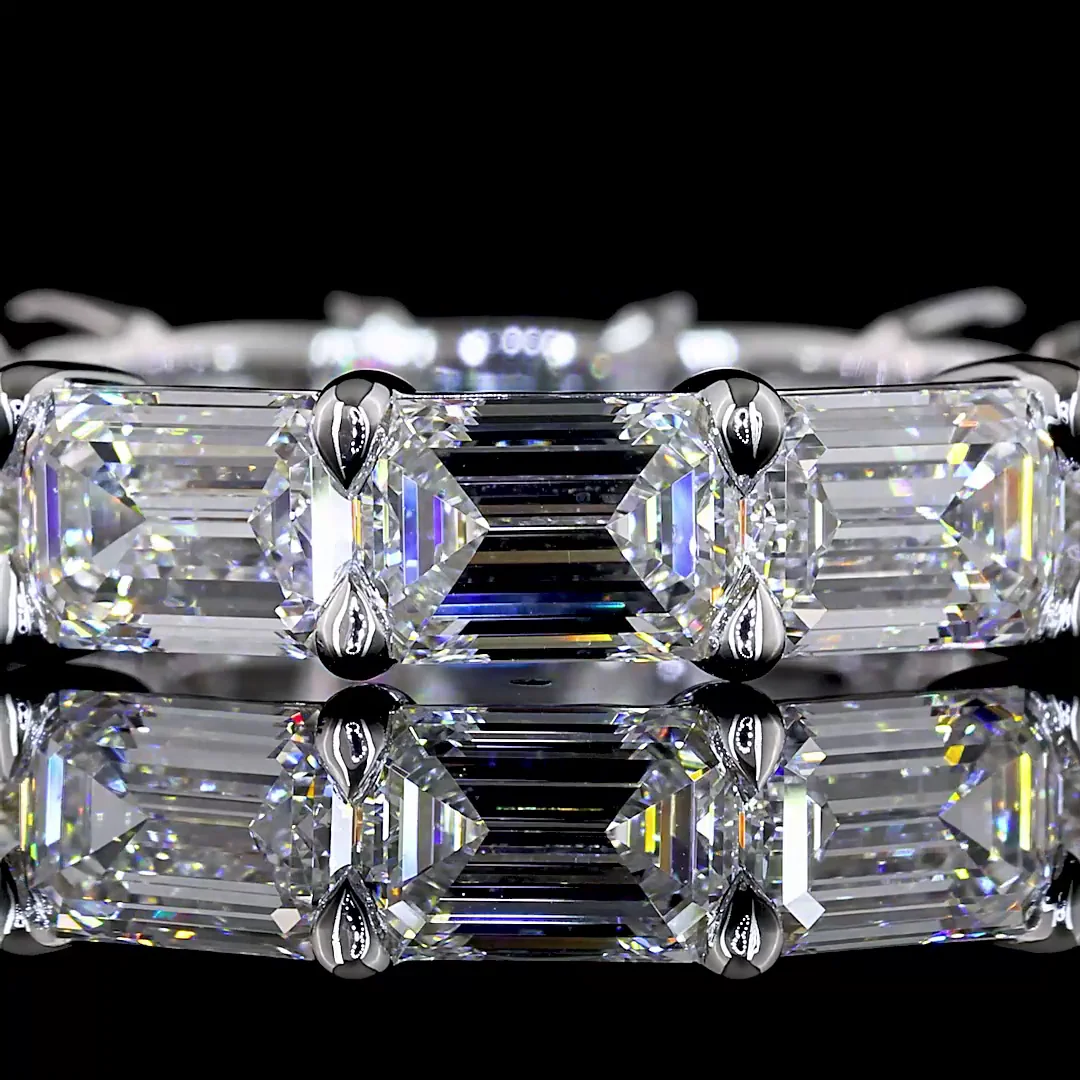 6.36 Cts 14k White Gold Emerald Shape Eternity Band Eternity Band - Image 3