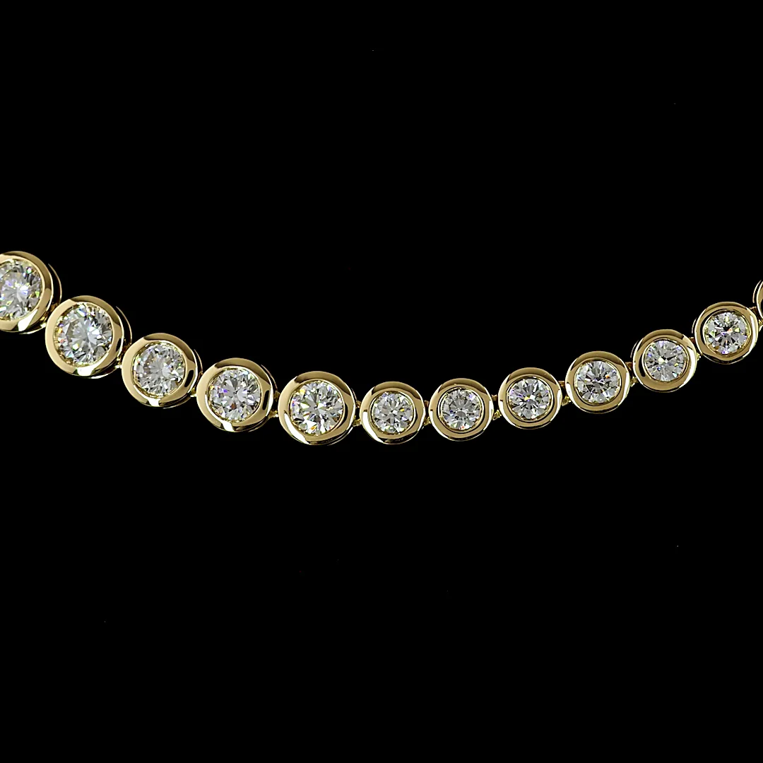 10.06 Cts 14k Yellow Gold Round Shape Riviera Necklace - Image 3