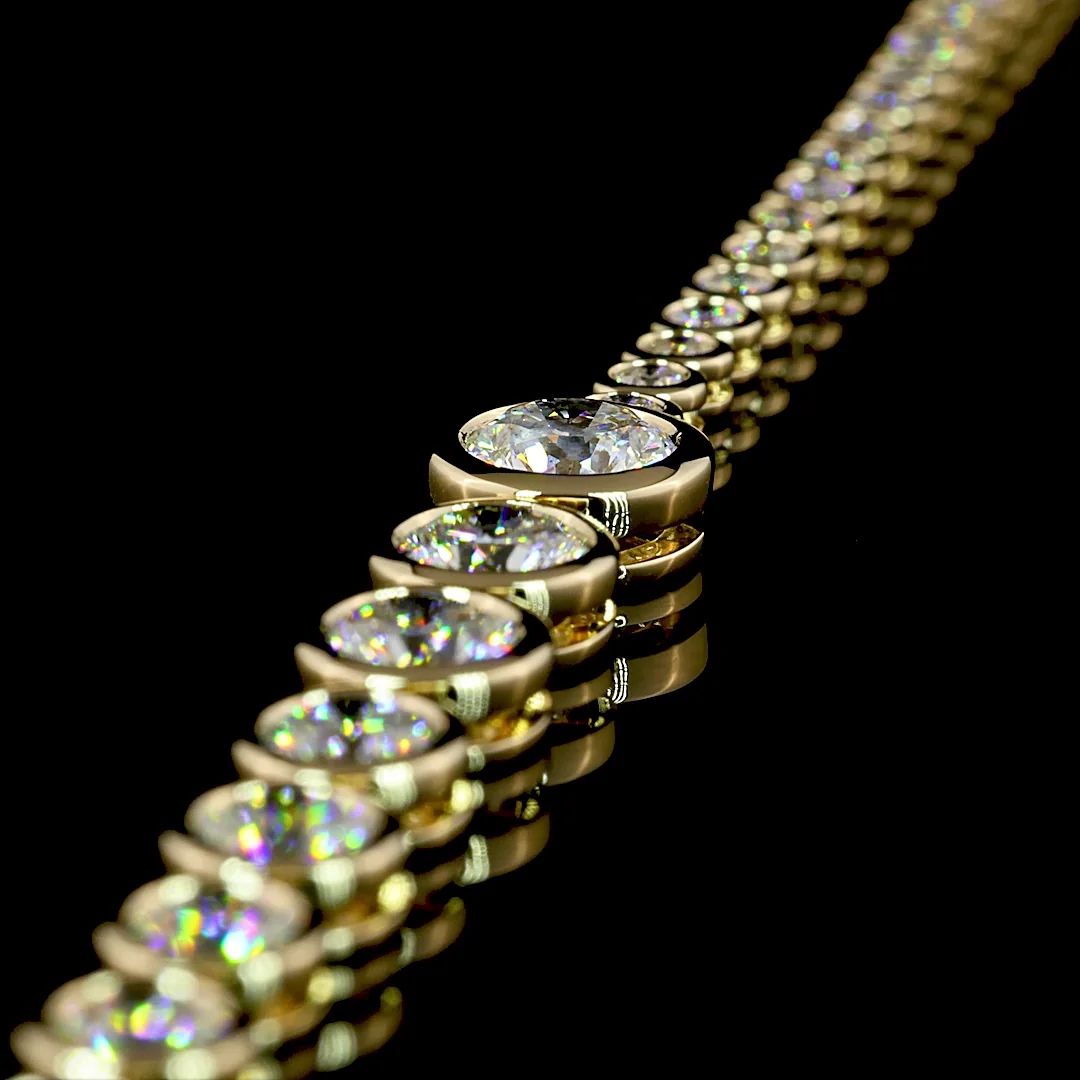 10.06 Cts 14k Yellow Gold Round Shape Riviera Necklace - Image 4