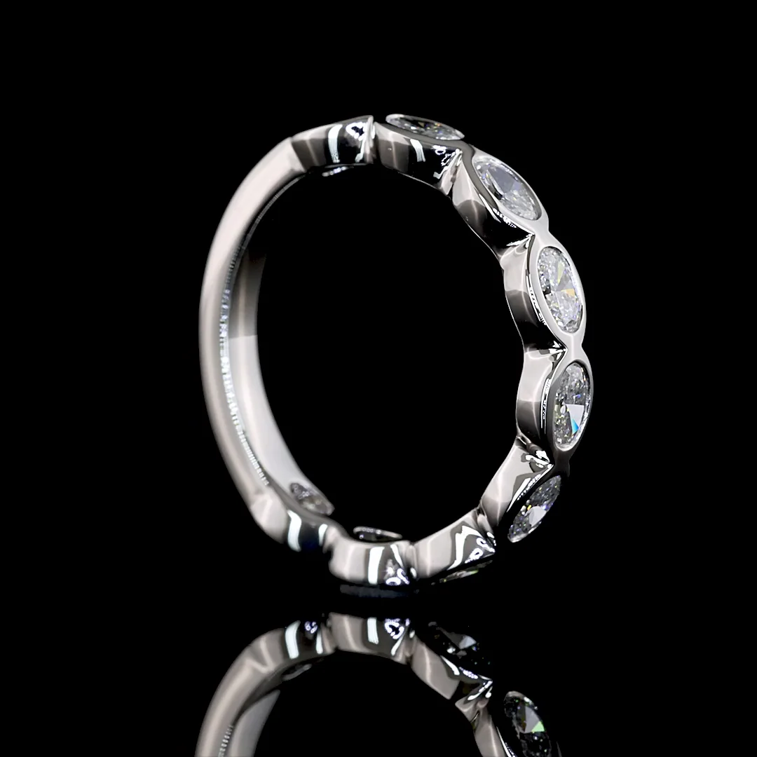 0.9 Cts Platinum Oval Shape 3/4 Band Eternity Band - Image 2