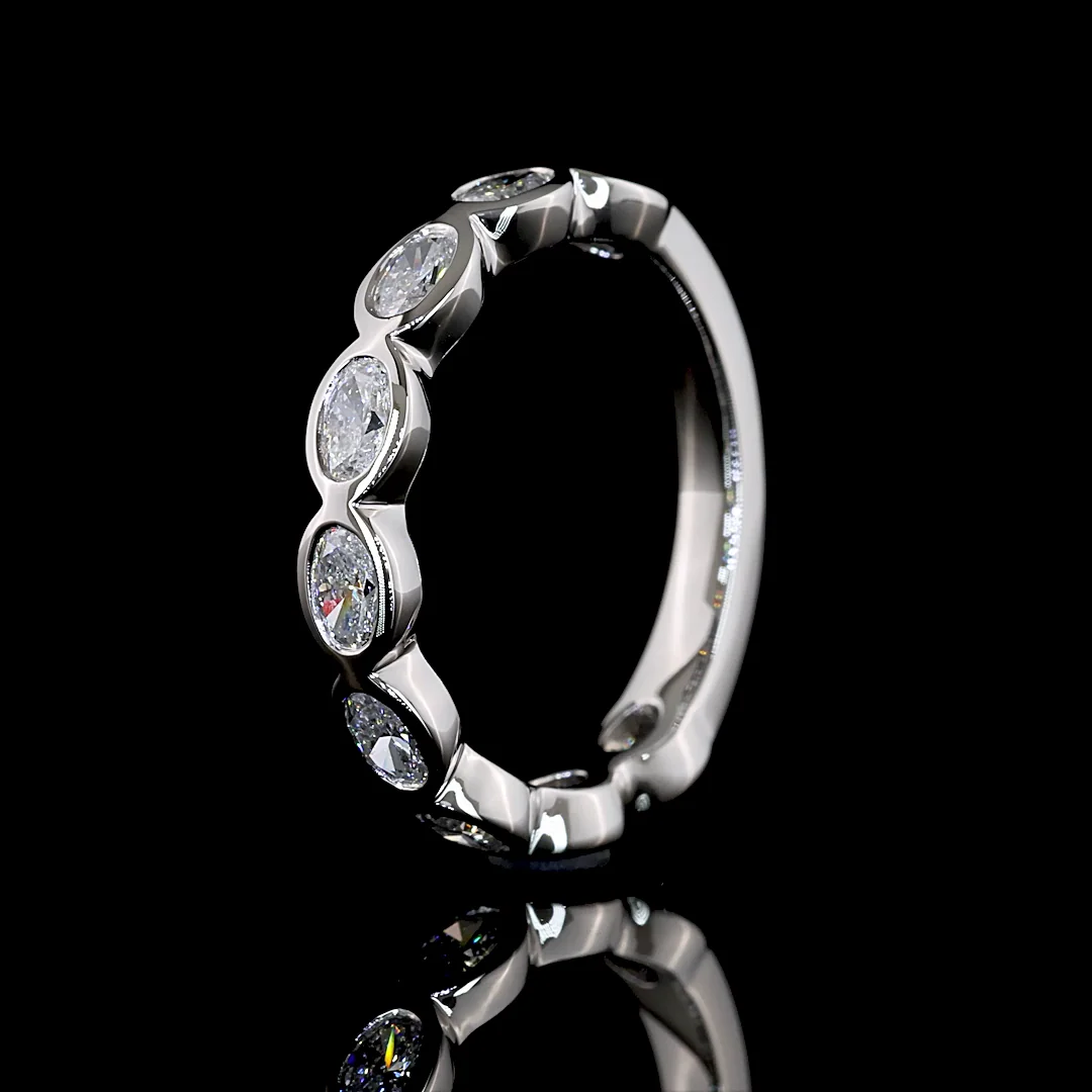 0.9 Cts Platinum Oval Shape 3/4 Band Eternity Band - Image 4
