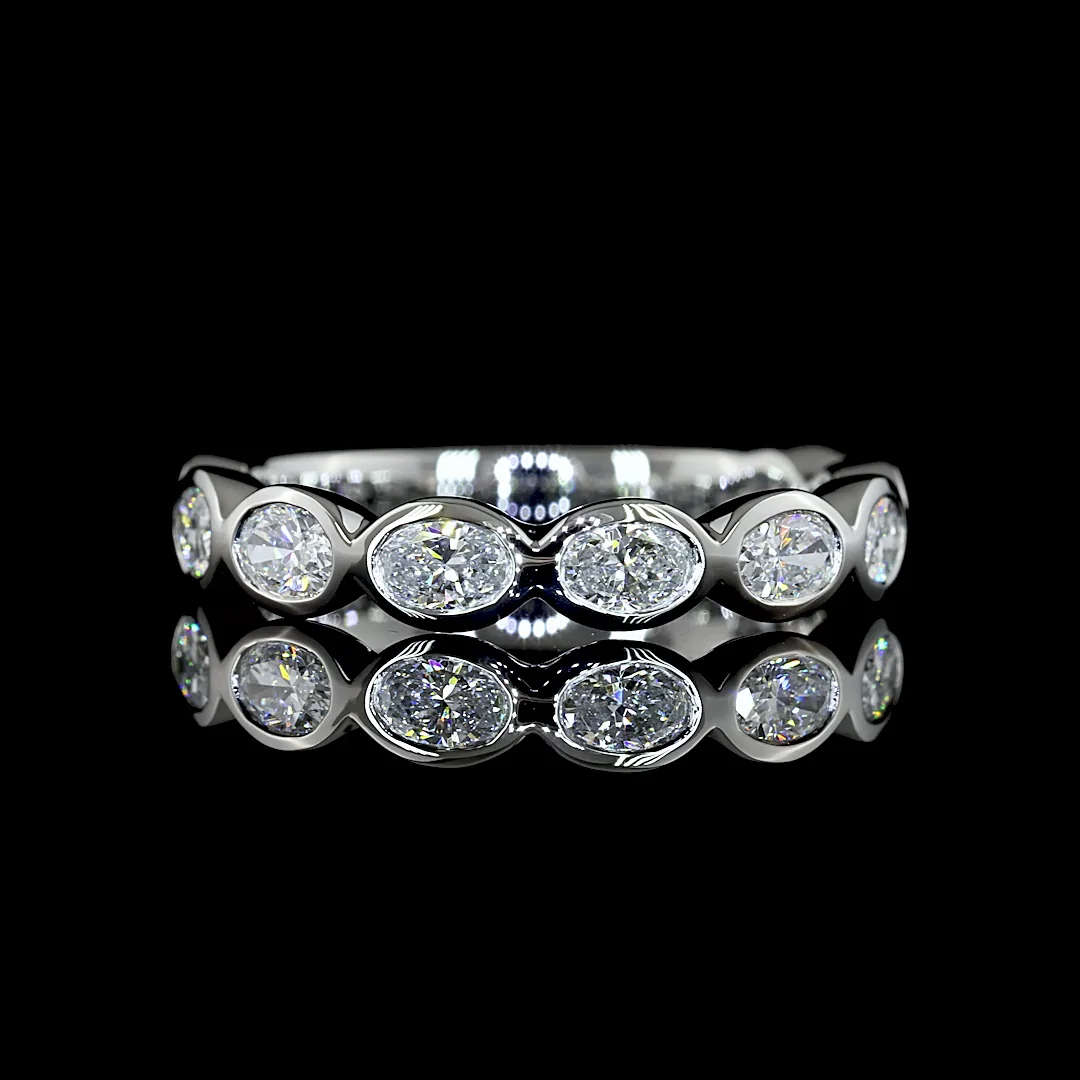 0.9 Cts Platinum Oval Shape 3/4 Band Eternity Band - Video