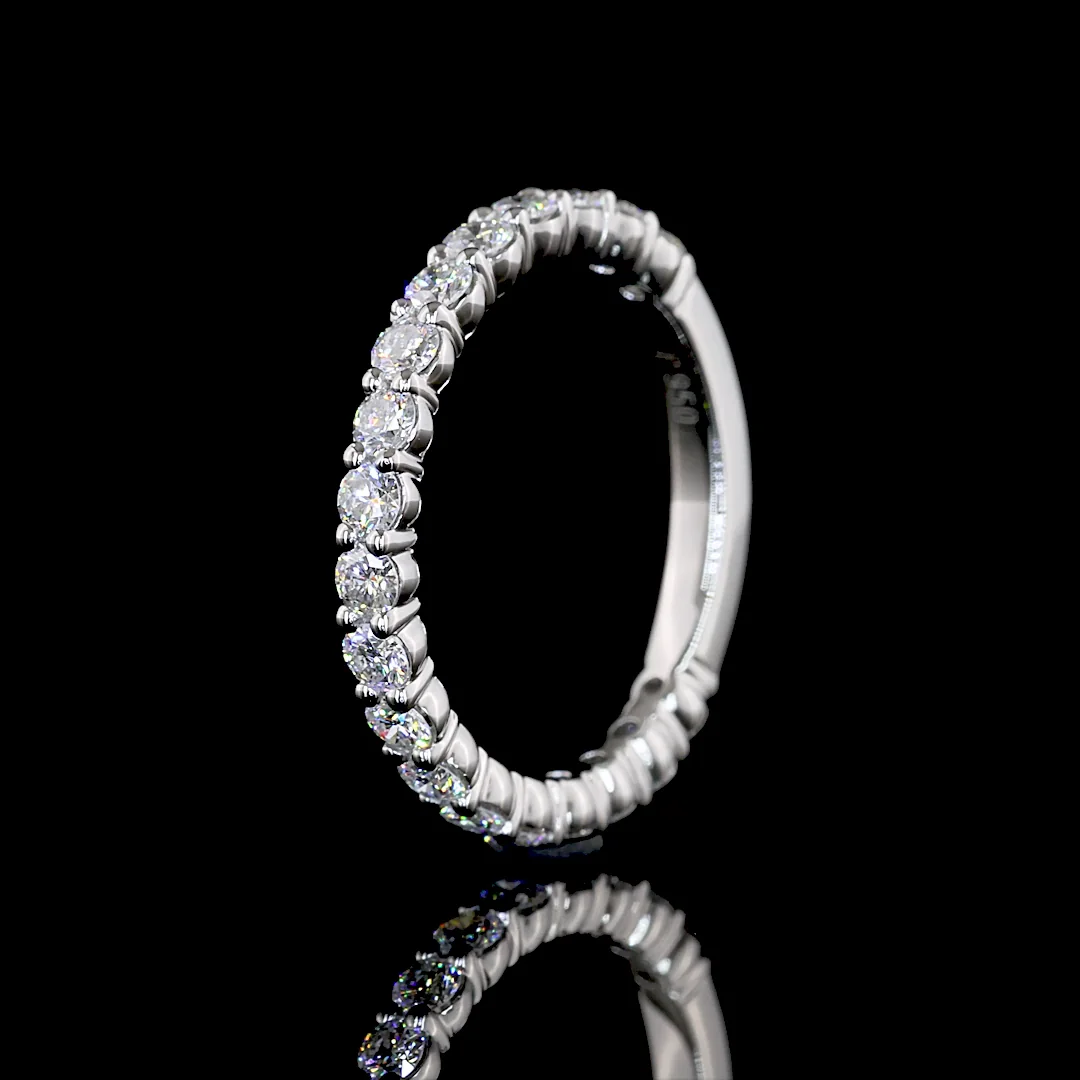 0.64 Cts Platinum Round Shape 3/4 Band Eternity Band - Image 4