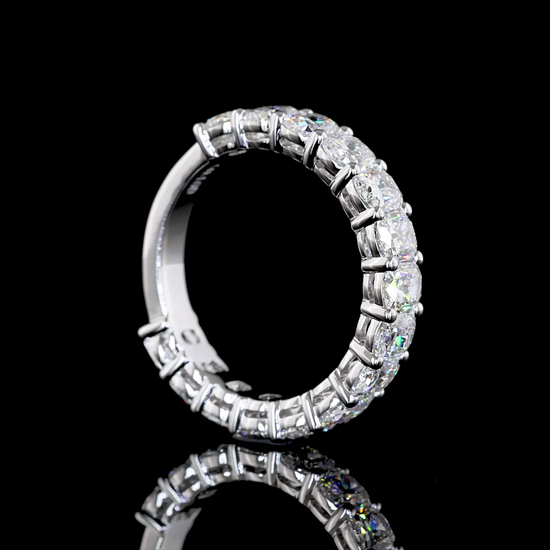 2.62 Cts 14k White Gold Cushion Shape 3/4 Band Eternity Band - Image 2