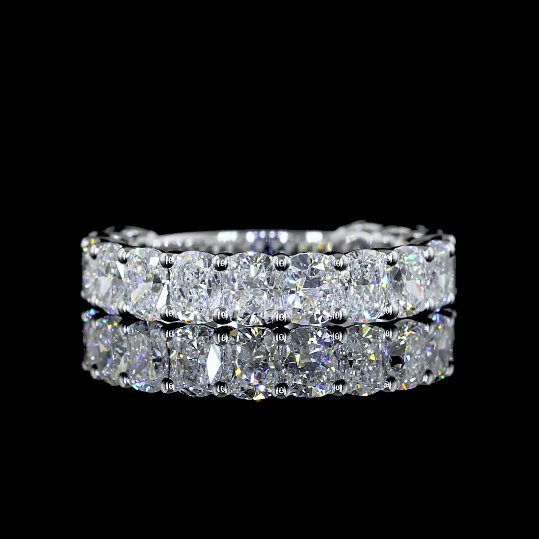 2.62 Cts 14k White Gold Cushion Shape 3/4 Band Eternity Band - Video