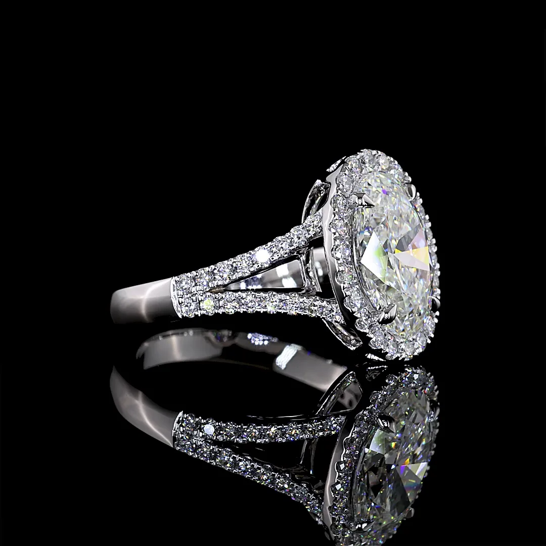 2.21 Cts 14k White Gold Oval Shape Split Shank Ring - Image 3