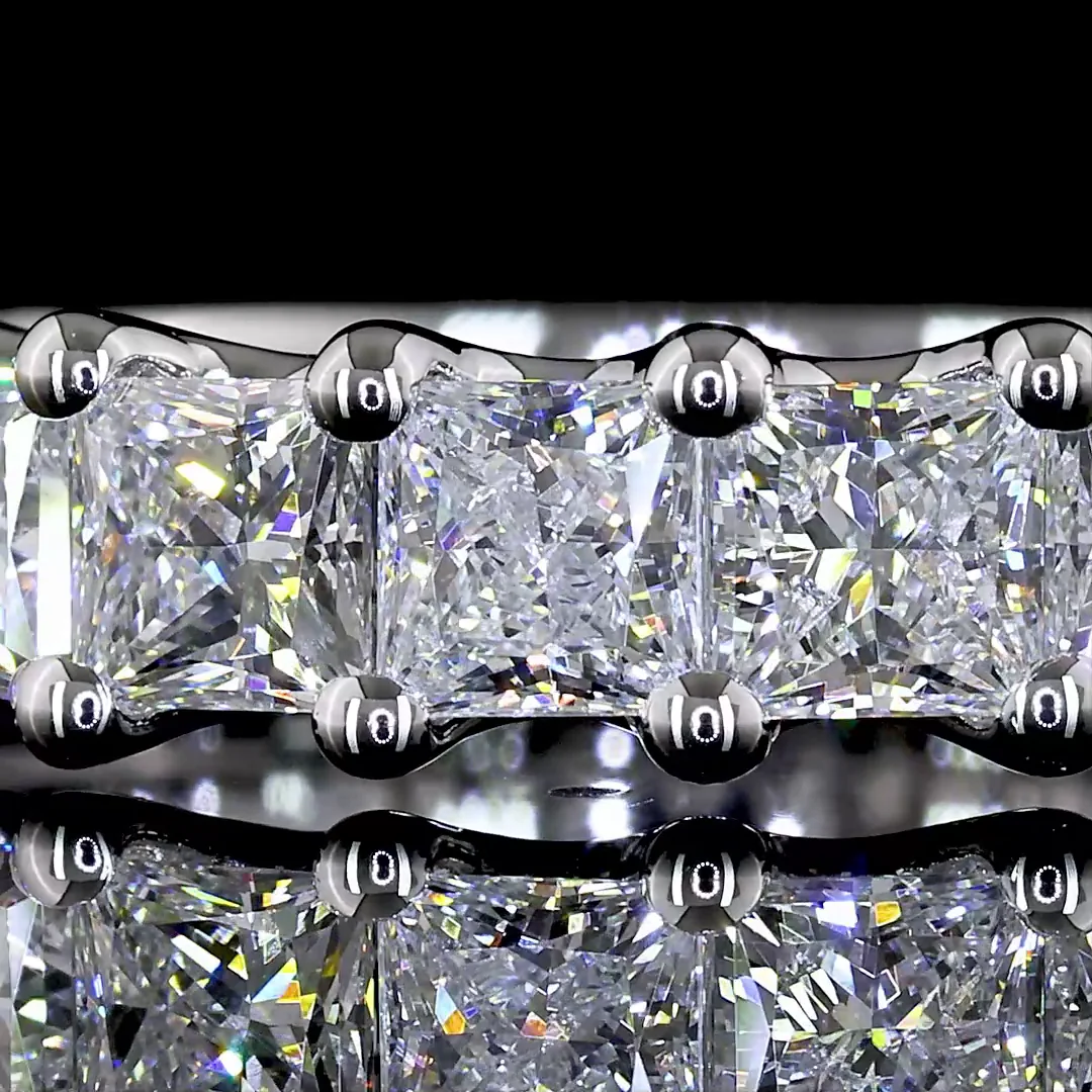 2.07 Cts 14k White Gold Princess Shape 3/4 Band Eternity Band - Image 3