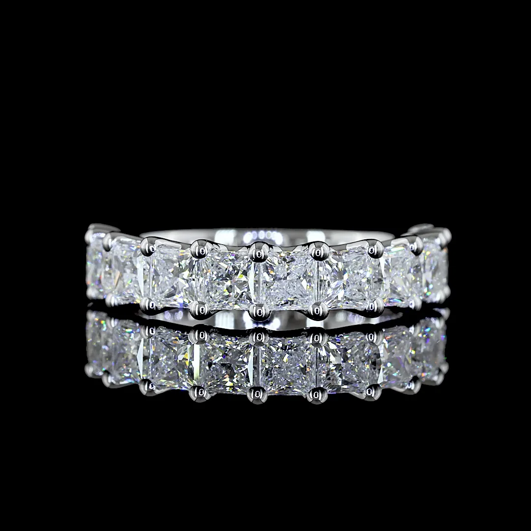 2.07 Cts 14k White Gold Princess Shape 3/4 Band Eternity Band - Video
