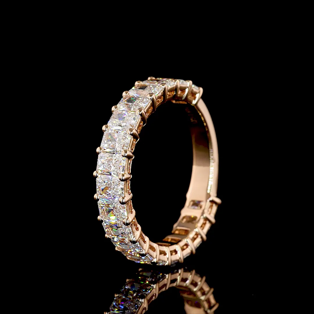 2.93 Cts 14k Rose Gold Radiant Shape 3/4 Band Eternity Band - Image 4